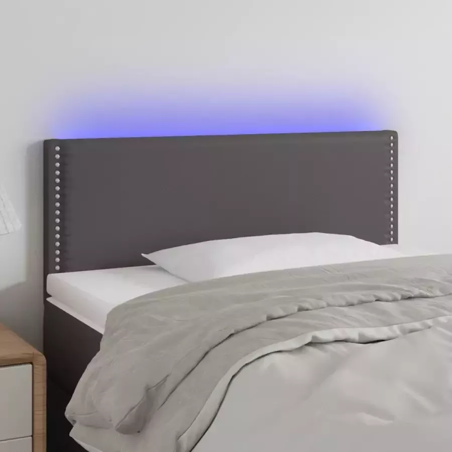 VIDAXL Hoofdbord LED 100x5x78 88 cm kunstleer grijs - Foto 1