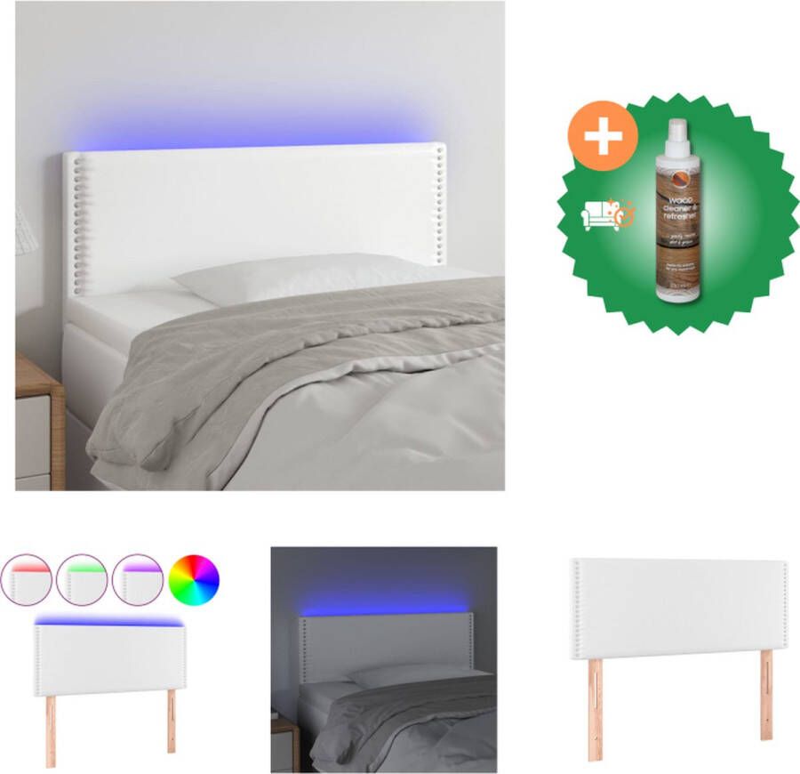 VidaXL Hoofdbord LED 100x5x78 88 cm kunstleer wit Bedonderdeel Inclusief Houtreiniger en verfrisser