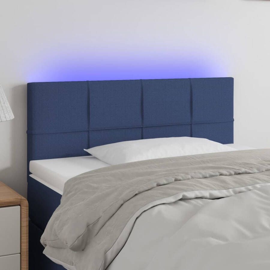 VIDAXL Hoofdbord LED 100x5x78 88 cm stof blauw - Foto 1