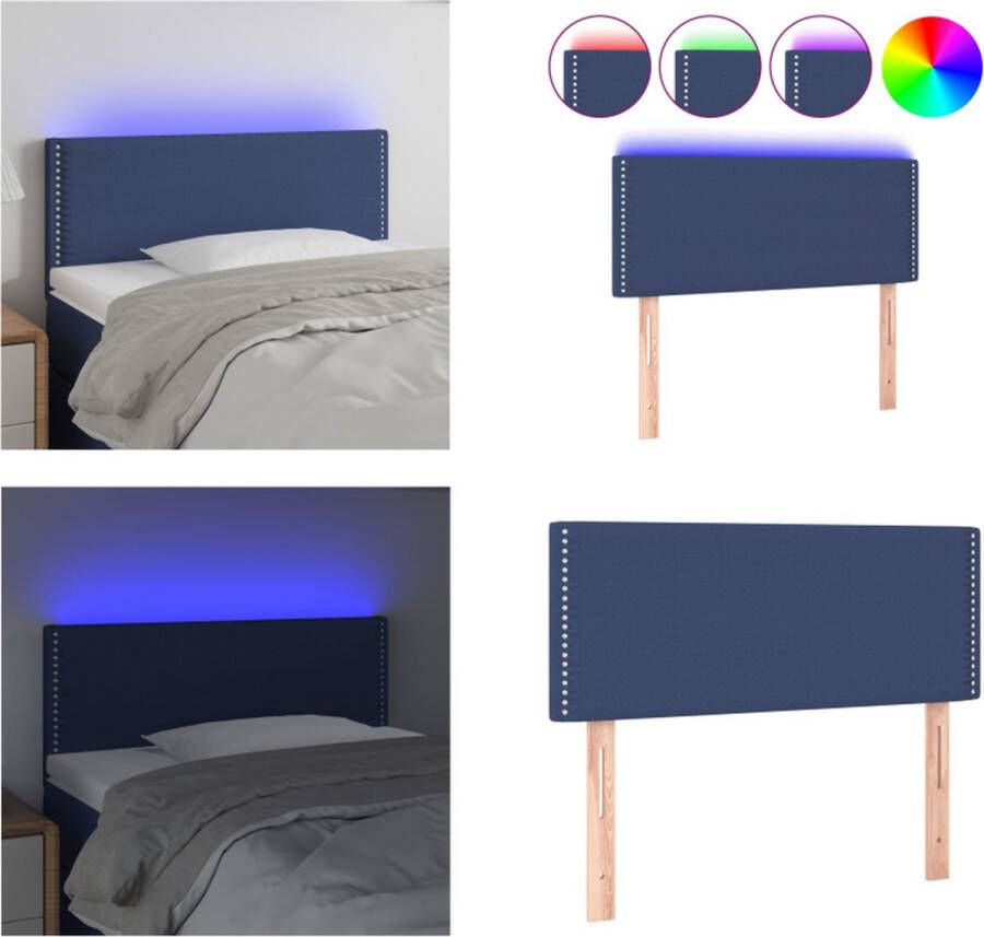 VidaXL Hoofdbord LED 100x5x78 88 cm stof blauw Hoofdbord Hoofdborden Hoofdeinde Houten Hoofdbord