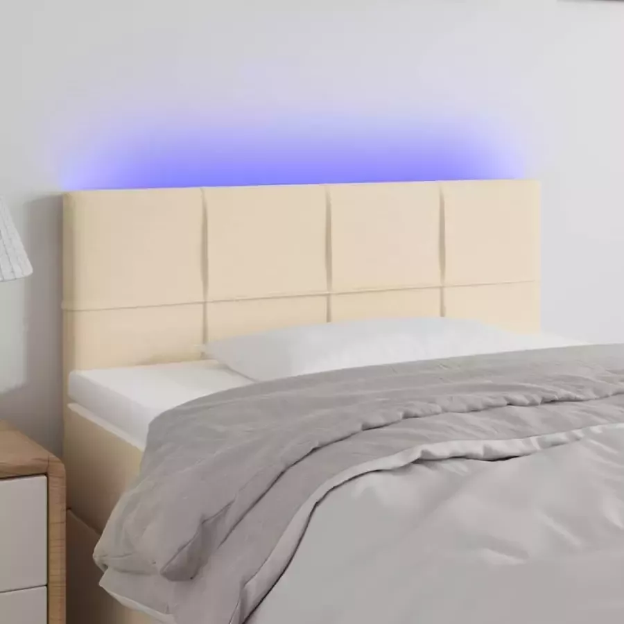 VIDAXL Hoofdbord LED 100x5x78 88 cm stof crèmekleurig - Foto 1