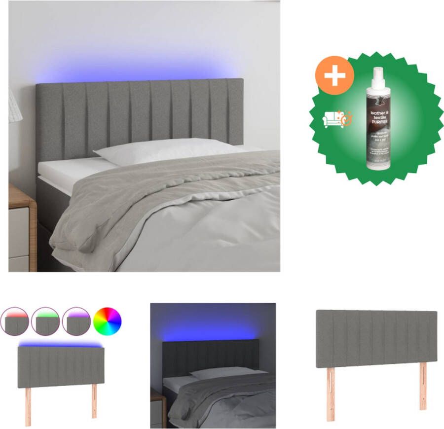 VidaXL Hoofdbord LED 100x5x78 88 cm stof donkergrijs Bedonderdeel Inclusief Reiniger