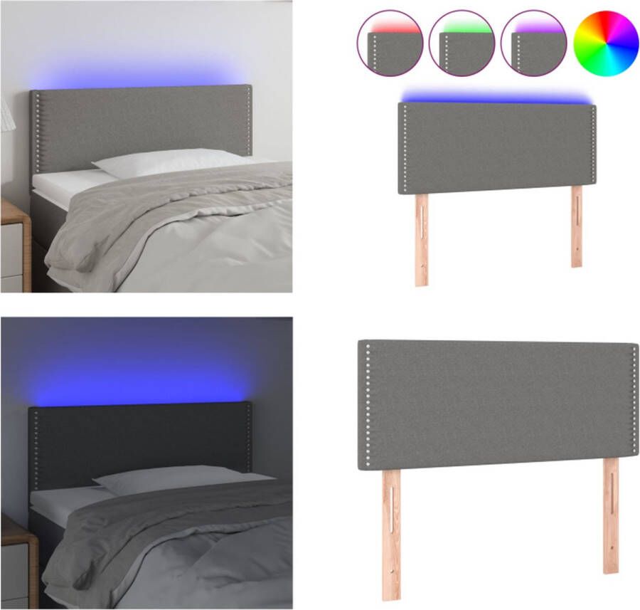 VidaXL Hoofdbord LED 100x5x78 88 cm stof donkergrijs Hoofdbord Hoofdborden Hoofdeinde Houten Hoofdbord - Foto 2