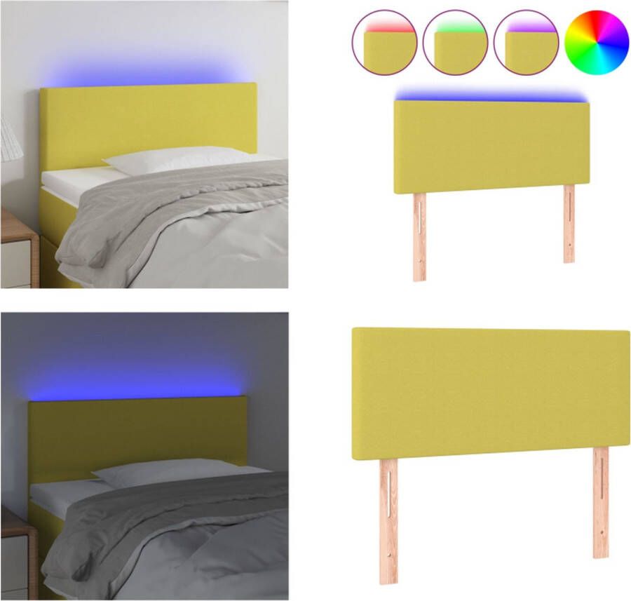 VidaXL Hoofdbord LED 100x5x78 88 cm stof groen Hoofdbord Hoofdborden Hoofdeinde Houten Hoofdbord
