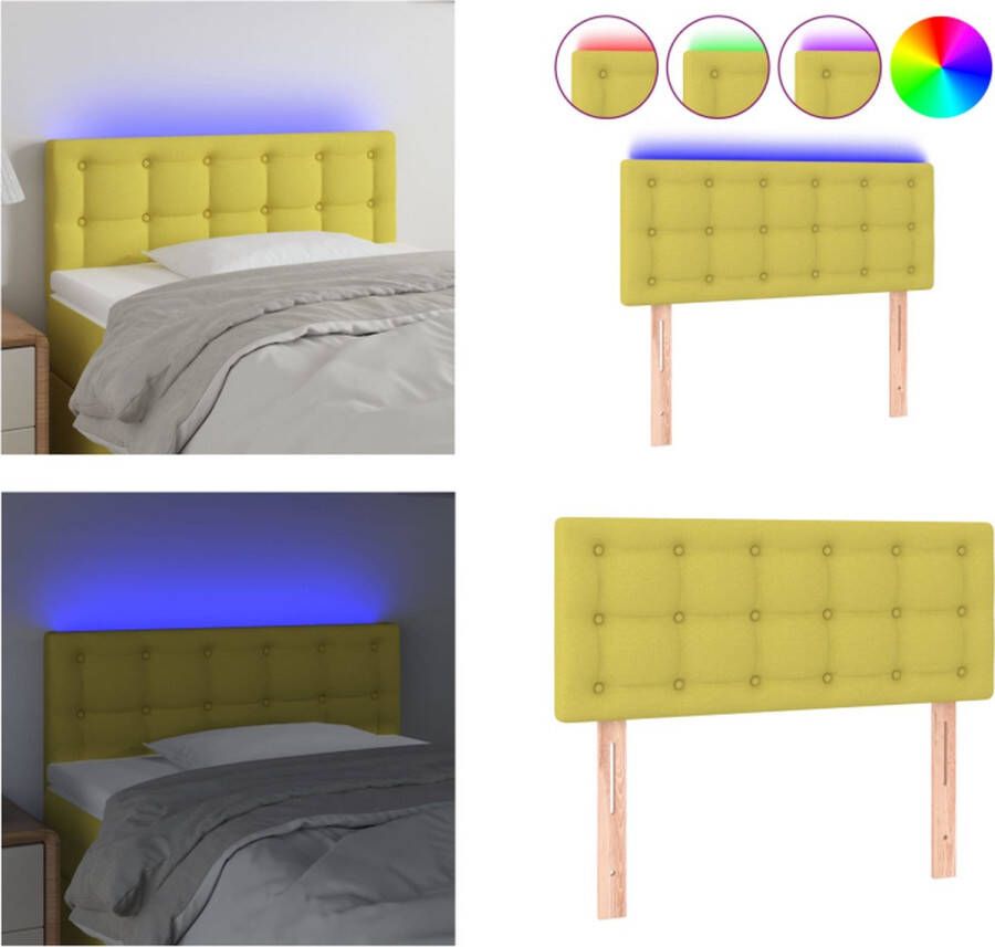 VidaXL Hoofdbord LED 100x5x78 88 cm stof groen Hoofdbord Hoofdborden Hoofdeinde Houten Hoofdbord