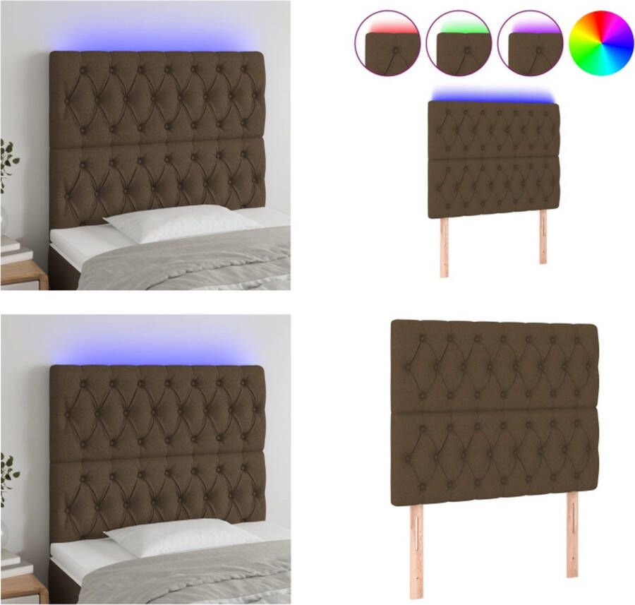 VidaXL Hoofdbord LED 100x7x118 128 cm stof donkerbruin Hoofdbord Hoofdborden Hoofdeinde Houten Hoofdbord