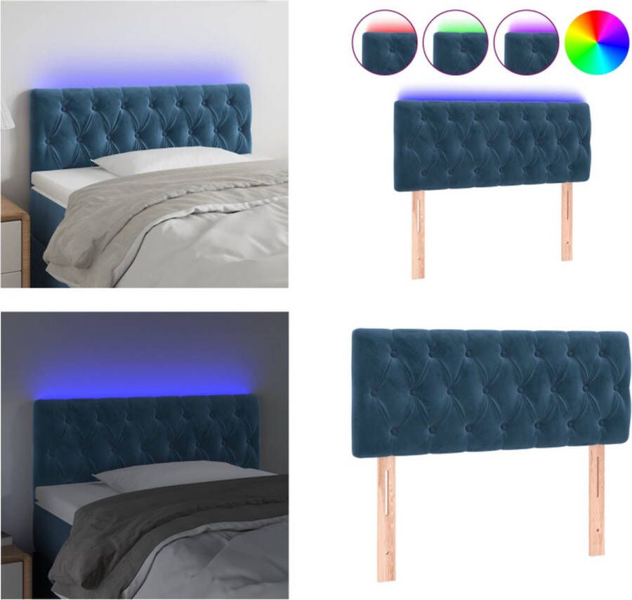 VidaXL Hoofdbord LED 100x7x78 88 cm fluweel donkerblauw Hoofdbord Hoofdborden Hoofdeinde Houten Hoofdbord - Foto 1