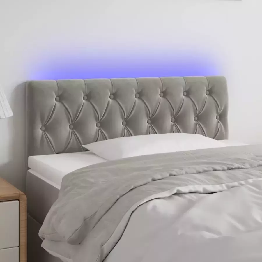 VIDAXL Hoofdbord LED 100x7x78 88 cm fluweel lichtgrijs - Foto 1