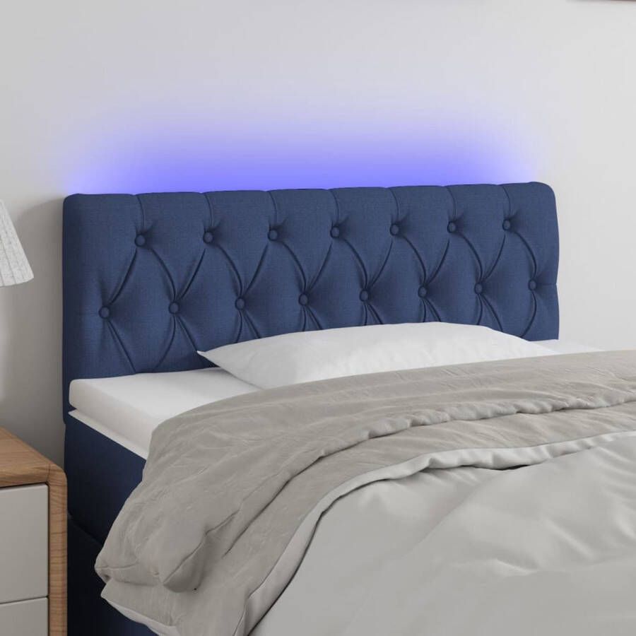 VIDAXL Hoofdbord LED 100x7x78 88 cm stof blauw - Foto 1