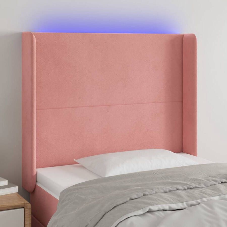 VIDAXL Hoofdbord LED 103x16x118 128 cm fluweel roze - Foto 1