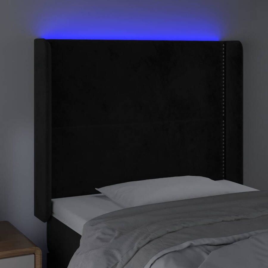 VIDAXL Hoofdbord LED 103x16x118 128 cm fluweel zwart - Foto 1