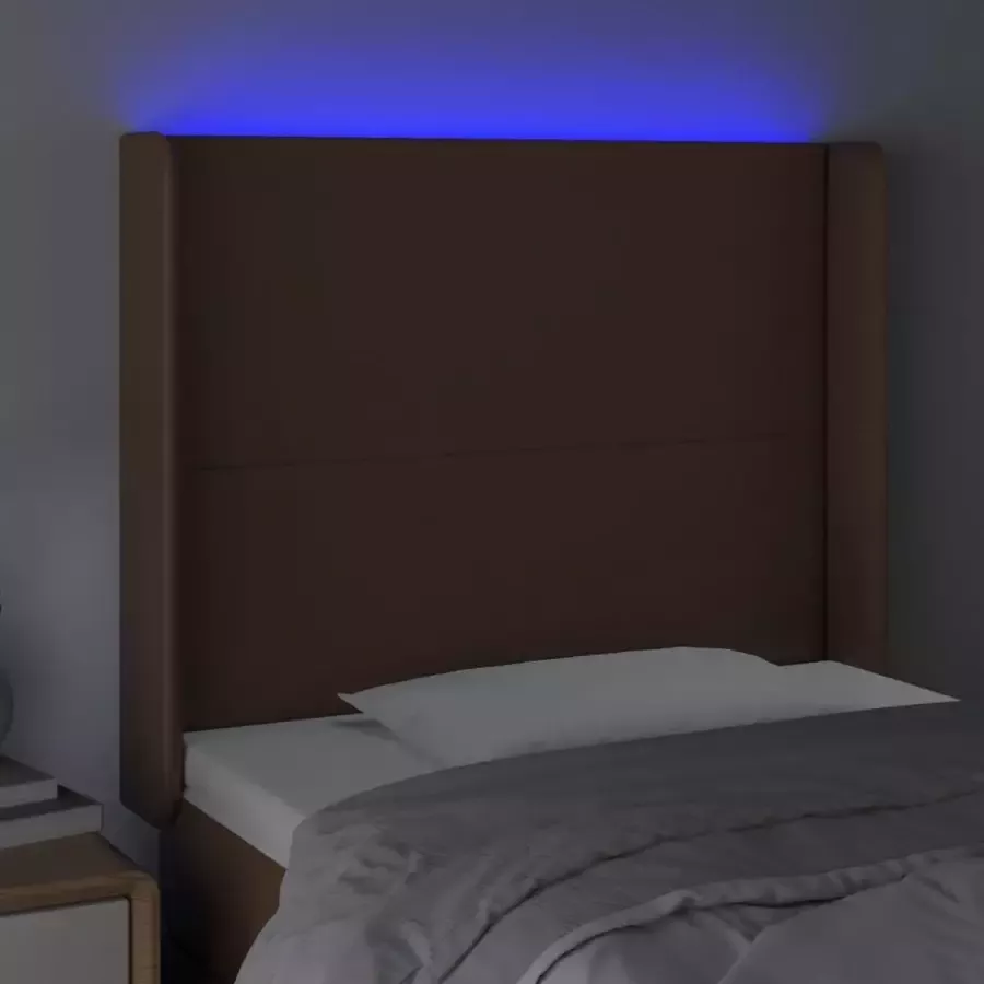 VIDAXL Hoofdbord LED 103x16x118 128 cm kunstleer bruin - Foto 2