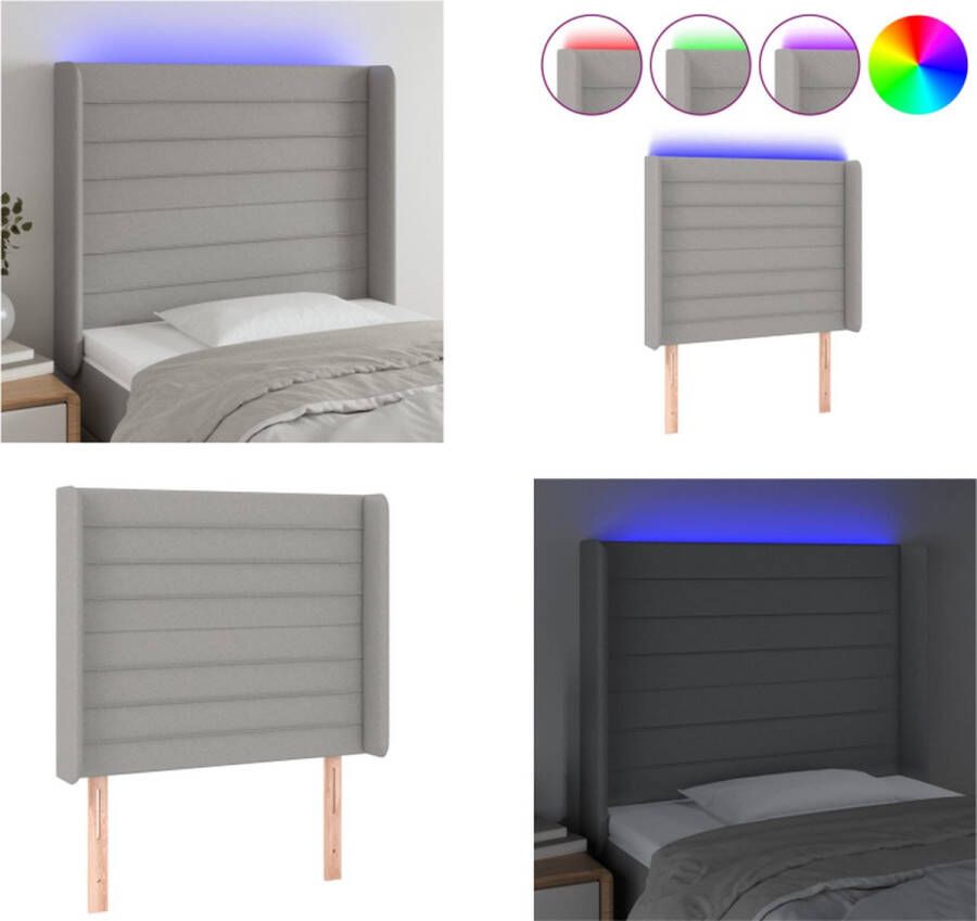 VidaXL Hoofdbord LED 103x16x118 128 cm stof lichtgrijs Hoofdbord Hoofdborden Hoofdeinde Houten Hoofdbord - Foto 2