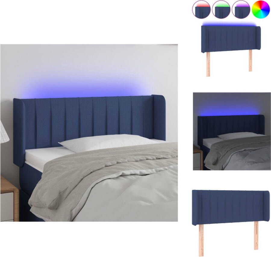 VidaXL Hoofdbord LED 103x16x78 88 cm blauw verstelbare hoogte ademend en duurzaam kleurrijke LED-verlichting Bedonderdeel