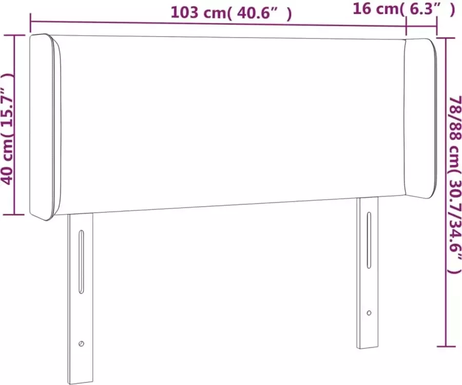 VIDAXL Hoofdbord LED 103x16x78 88 cm fluweel donkergroen