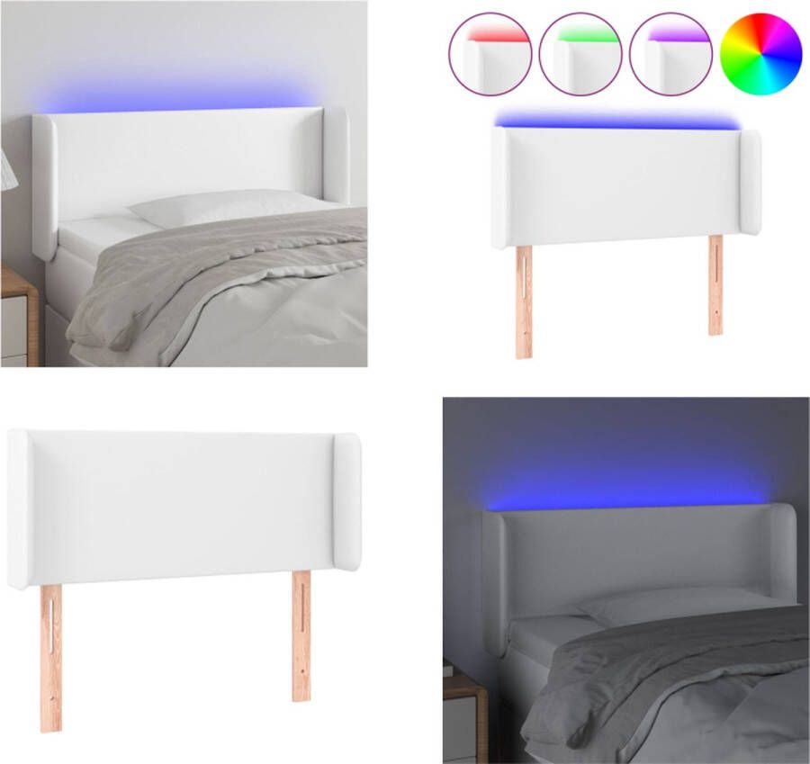 VidaXL Hoofdbord LED 103x16x78 88 cm kunstleer wit Hoofdbord Hoofdborden Hoofdeinde Houten Hoofdbord