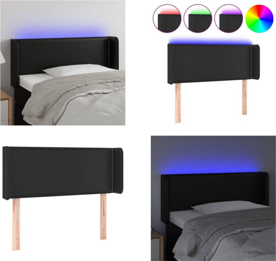 VidaXL Klassiek LED-hoofdbord Hoogwaardig kunstleer Verstelbare hoogte Kleurrijke LED-verlichting Snijdbare LED-strip Zwart 103 x 16 x 78 88 cm IP65 Met schaarsymbool 1 x hoofdbord met randen 1 x LED-strip Bedonderdeel - Foto 2