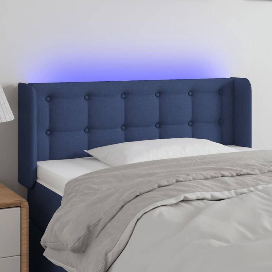 VIDAXL Hoofdbord LED 103x16x78 88 cm stof blauw - Foto 1
