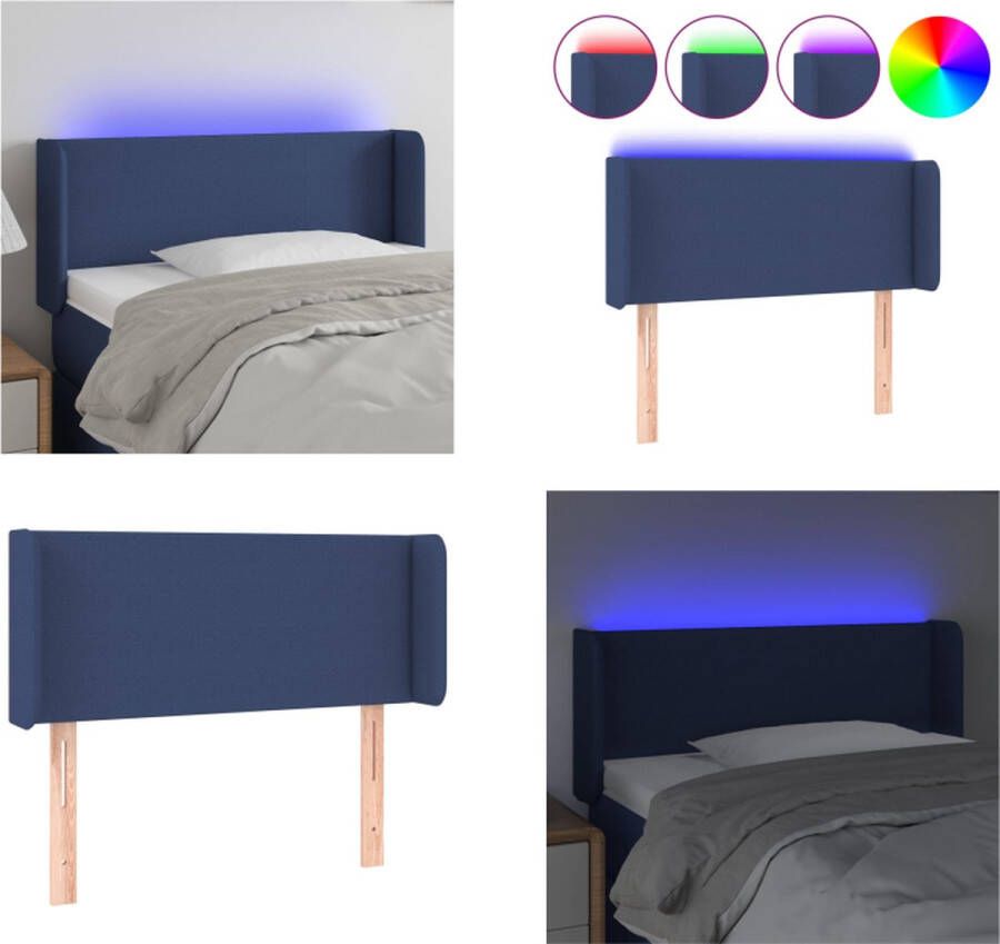 VidaXL Hoofdbord LED 103x16x78 88 cm stof blauw Hoofdbord Hoofdborden Hoofdeinde Houten Hoofdbord - Foto 2