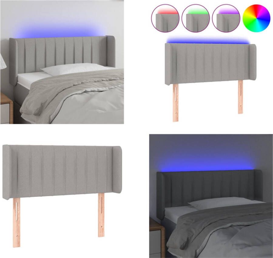 VidaXL Hoofdbord LED 103x16x78 88 cm stof lichtgrijs Hoofdbord Hoofdborden Hoofdeinde Houten Hoofdbord