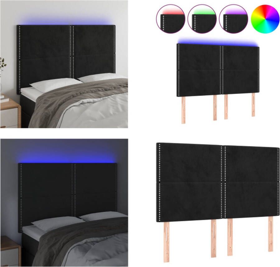VidaXL Hoofdbord LED 144x5x118 128 cm fluweel zwart Hoofdbord Hoofdborden Hoofdeinde Houten Hoofdbord - Foto 3