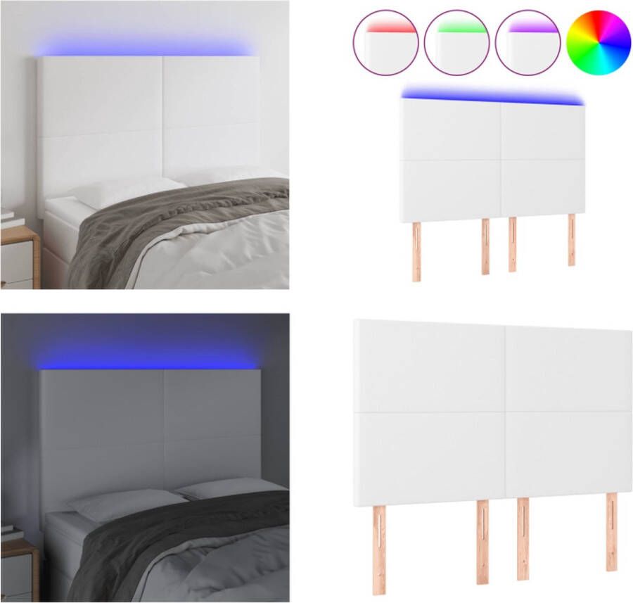VidaXL Hoofdbord LED 144x5x118 128 cm kunstleer wit Hoofdbord Hoofdborden Hoofdeinde Houten Hoofdbord - Foto 2