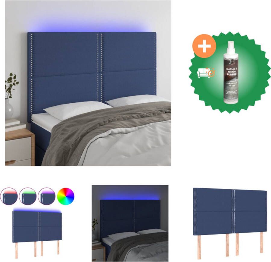 VidaXL Hoofdbord LED 144x5x118 128 cm stof blauw Bedonderdeel Inclusief Reiniger