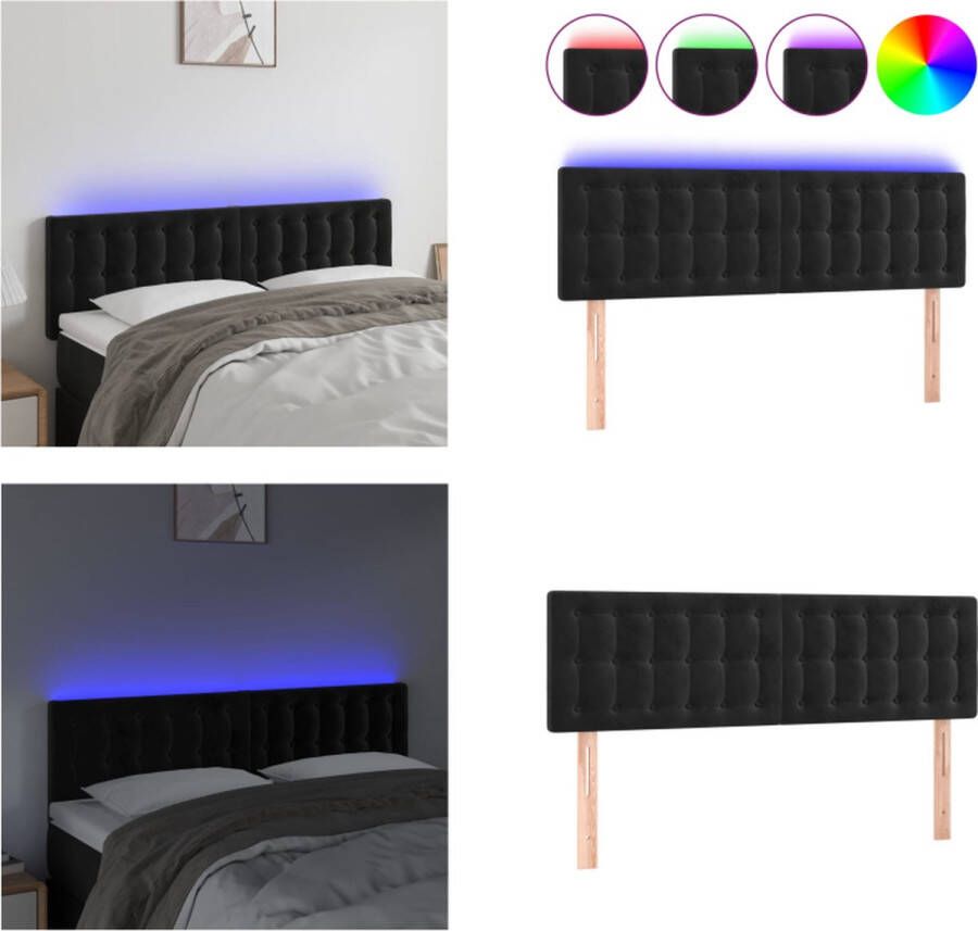 VidaXL Hoofdbord LED 144x5x78 88 cm fluweel zwart Hoofdbord Hoofdborden Hoofdeinde Houten Hoofdbord