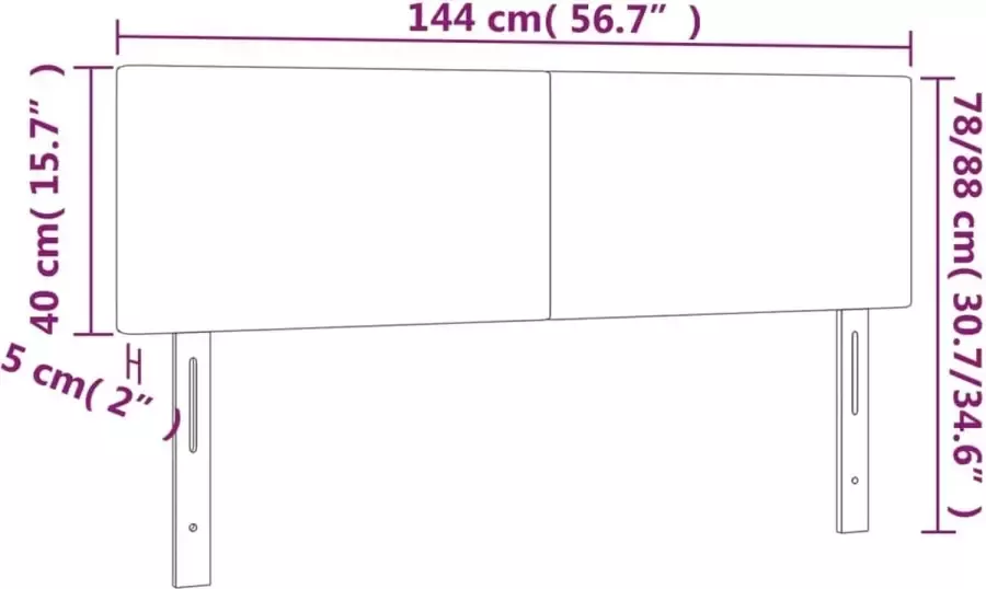 VidaXL Hoofdbord LED 144x5x78 88 cm kunstleer cappuccinokleurig - Foto 4