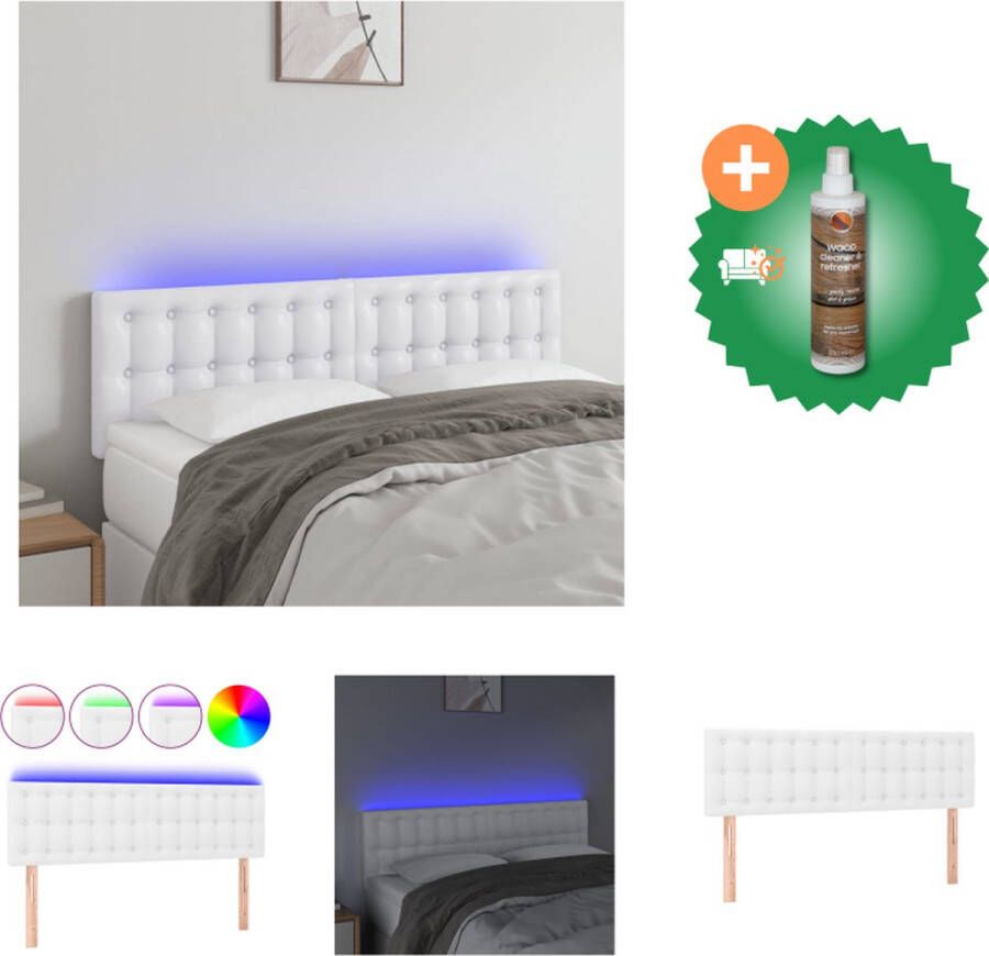 VidaXL Hoofdbord LED 144x5x78 88 cm kunstleer wit Bedonderdeel Inclusief Houtreiniger en verfrisser