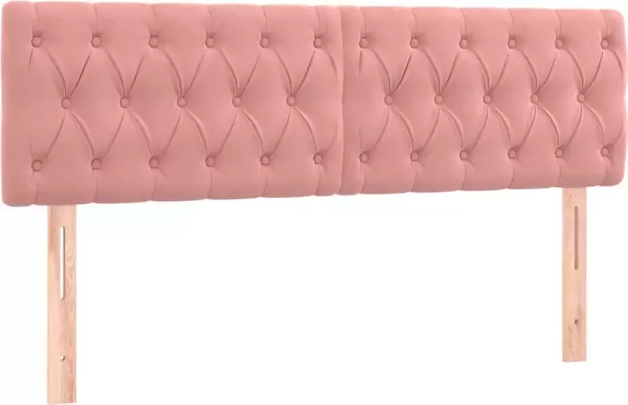VIDAXL Hoofdbord LED 144x7x78 88 cm fluweel roze - Foto 4