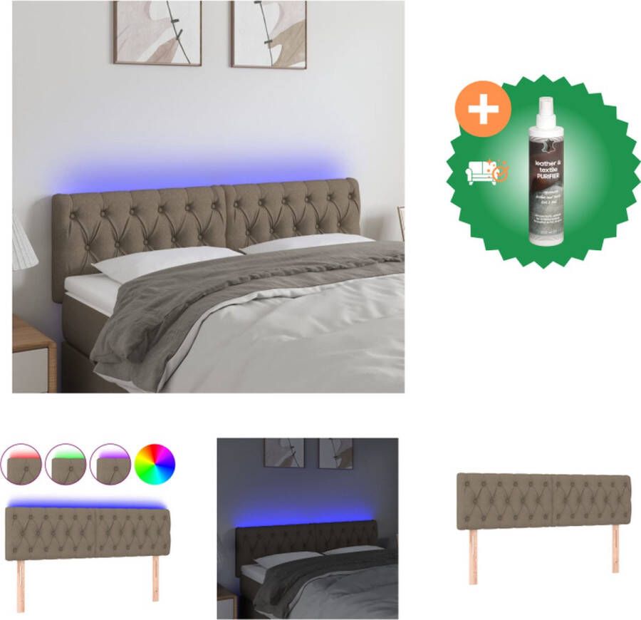 VidaXL Hoofdbord LED 144x7x78 88 cm stof taupe Bedonderdeel Inclusief Reiniger