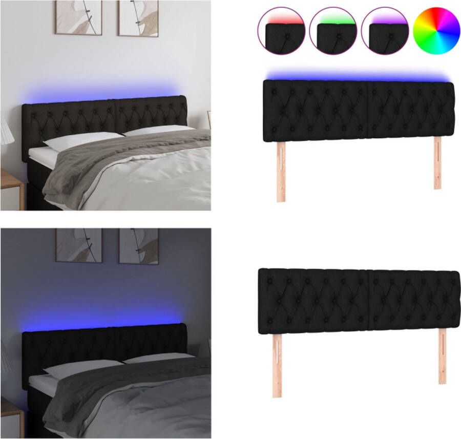 VidaXL Hoofdbord LED 144x7x78 88 cm stof zwart Hoofdbord Hoofdborden Hoofdeinde Houten Hoofdbord