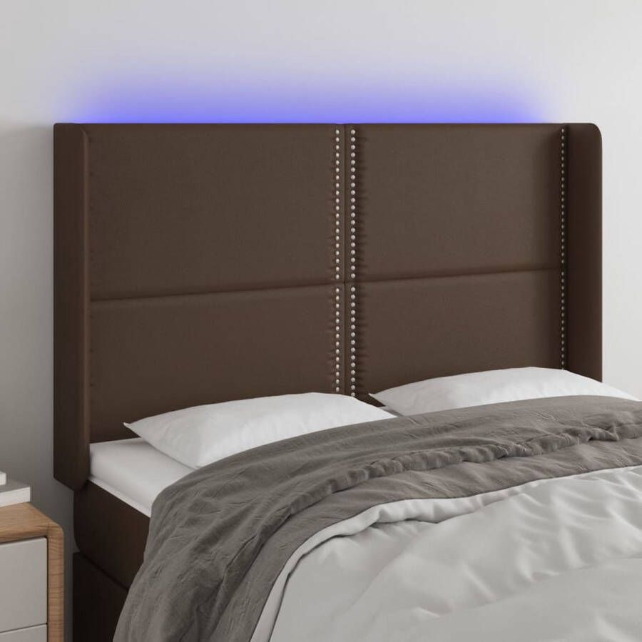 VIDAXL Hoofdbord LED 147x16x118 128 cm kunstleer bruin