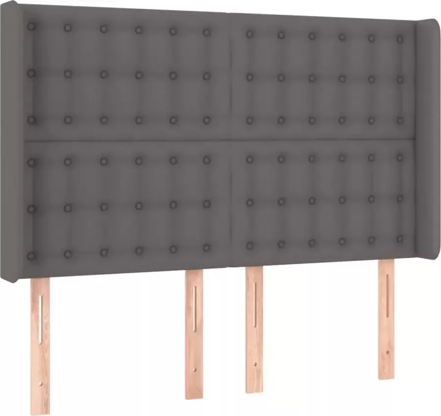 VIDAXL Hoofdbord LED 147x16x118 128 cm kunstleer grijs - Foto 4