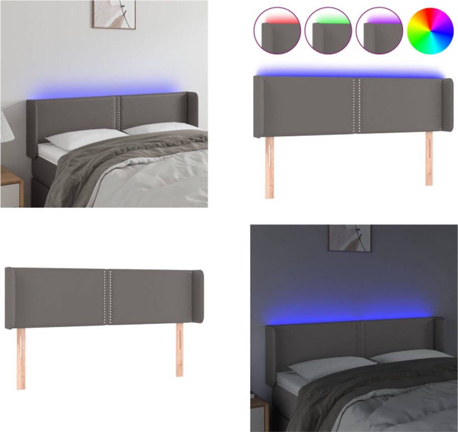 VidaXL Hoofdbord LED 147x16x78 88 cm kunstleer grijs Hoofdbord Hoofdborden Hoofdeinde Houten Hoofdbord - Foto 2