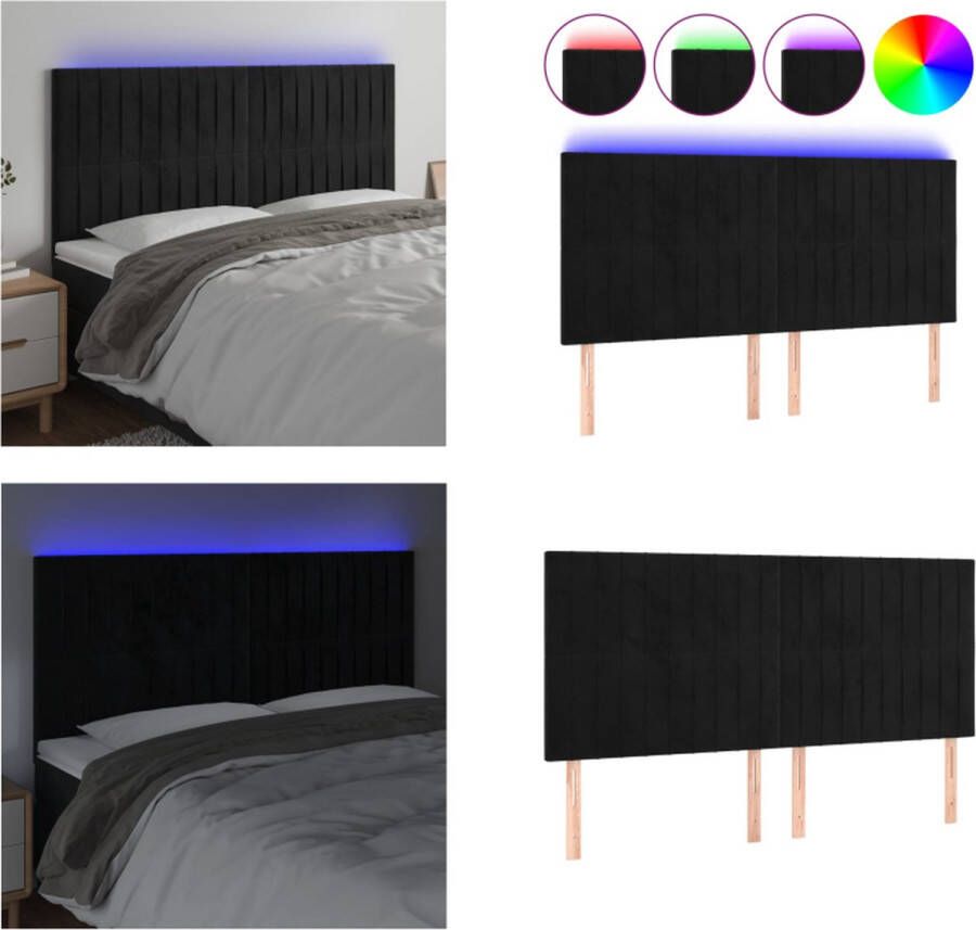VidaXL Hoofdbord LED 160x5x118 128 cm fluweel zwart Hoofdbord Hoofdborden Hoofdeinde Houten Hoofdbord - Foto 2