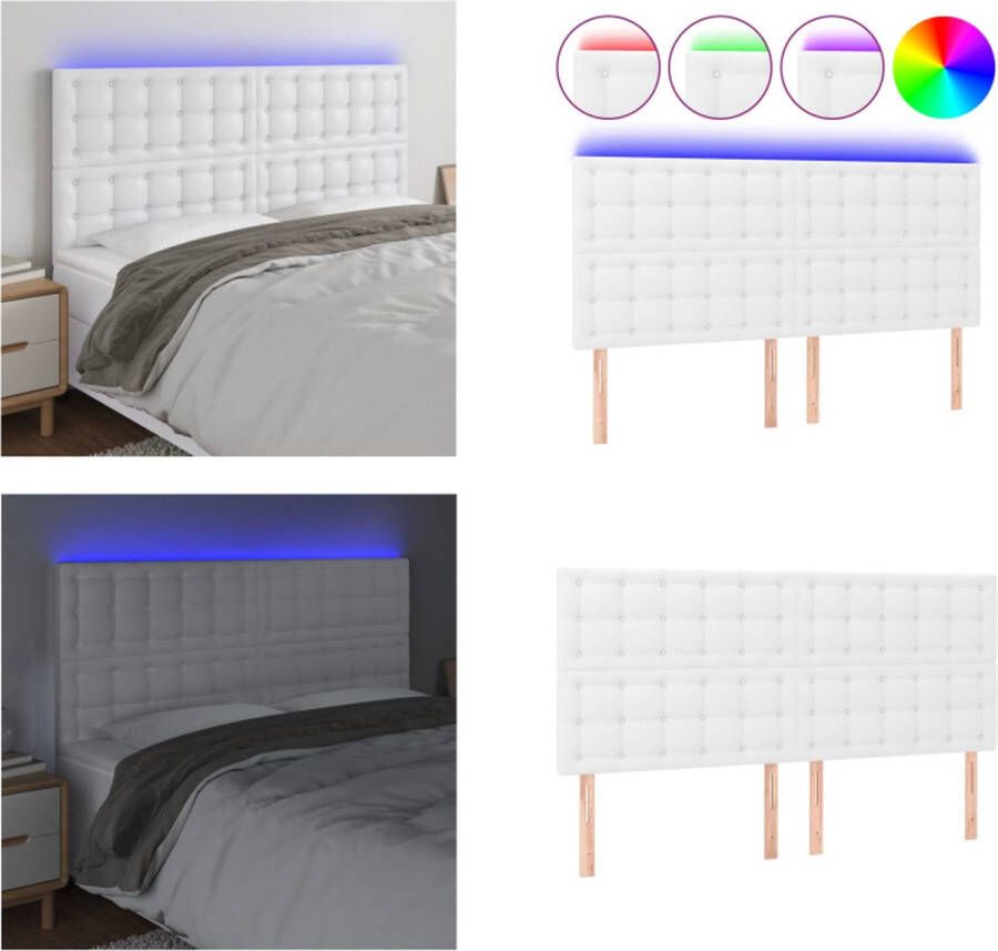VidaXL Hoofdbord LED 160x5x118 128 cm kunstleer wit Hoofdbord Hoofdborden Hoofdeinde Houten Hoofdbord - Foto 2