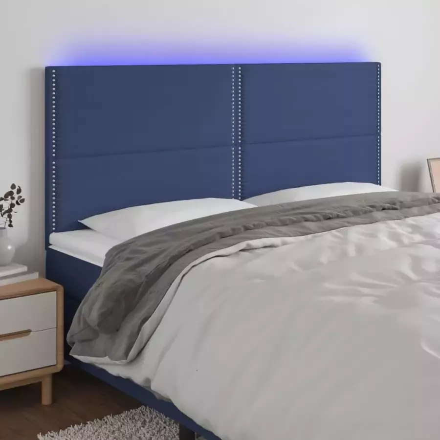 VIDAXL Hoofdbord LED 160x5x118 128 cm stof blauw