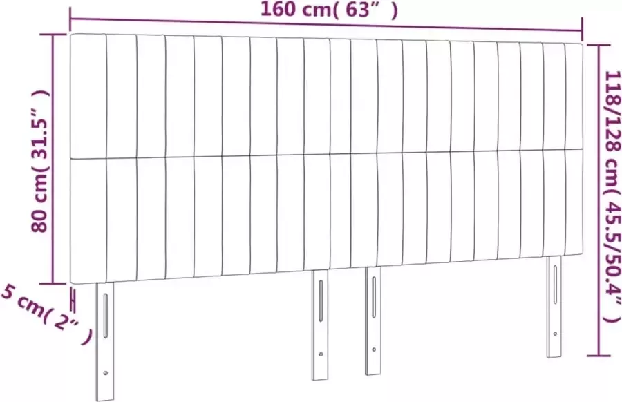 VIDAXL Hoofdbord LED 160x5x118 128 cm stof donkerbruin - Foto 2