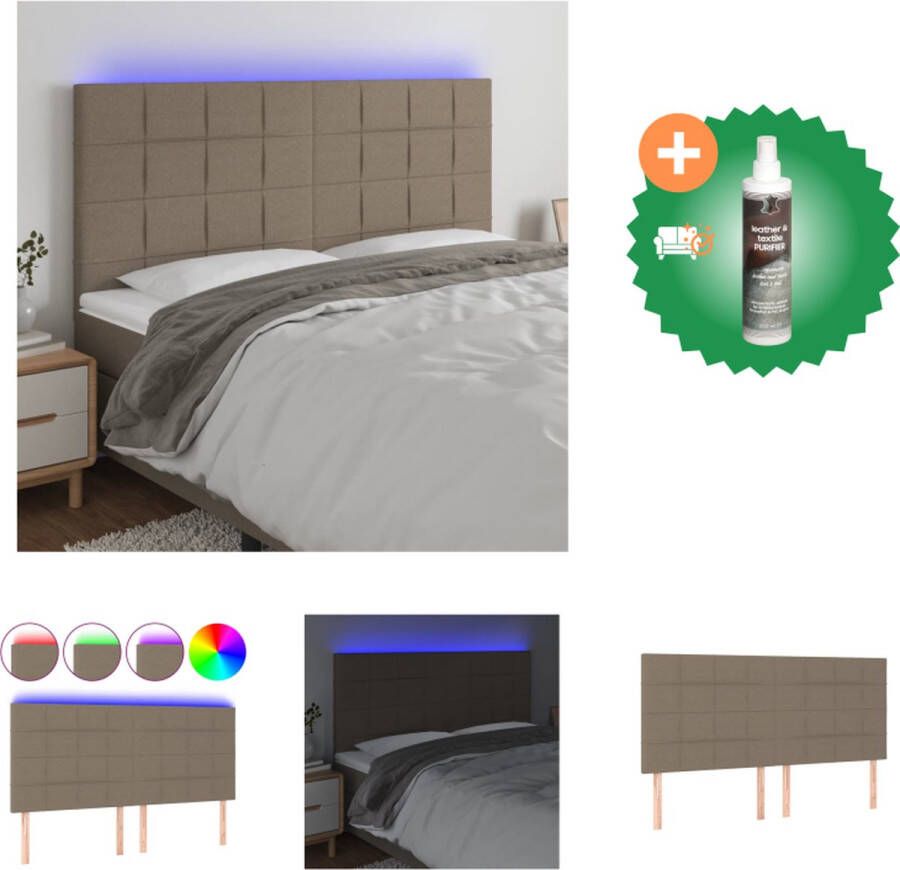 VidaXL Hoofdbord LED 160x5x118 128 cm stof taupe Bedonderdeel Inclusief Reiniger