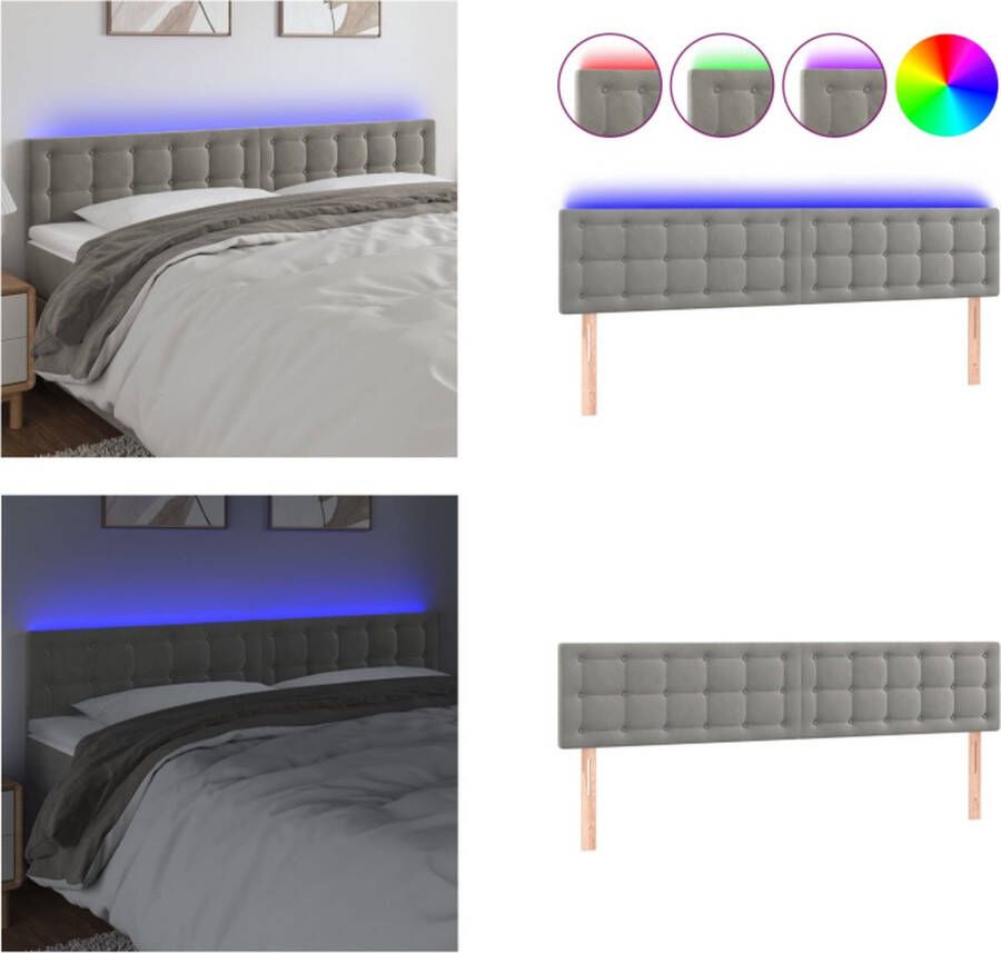VidaXL Hoofdbord LED 160x5x78 88 cm fluweel lichtgrijs Hoofdbord Hoofdborden Hoofdeinde Houten Hoofdbord