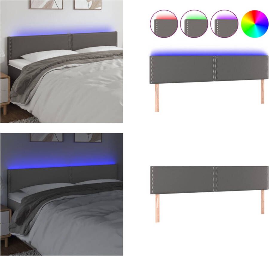 VidaXL Hoofdbord LED 160x5x78 88 cm kunstleer grijs Hoofdbord Hoofdborden Hoofdeinde Houten Hoofdbord - Foto 1