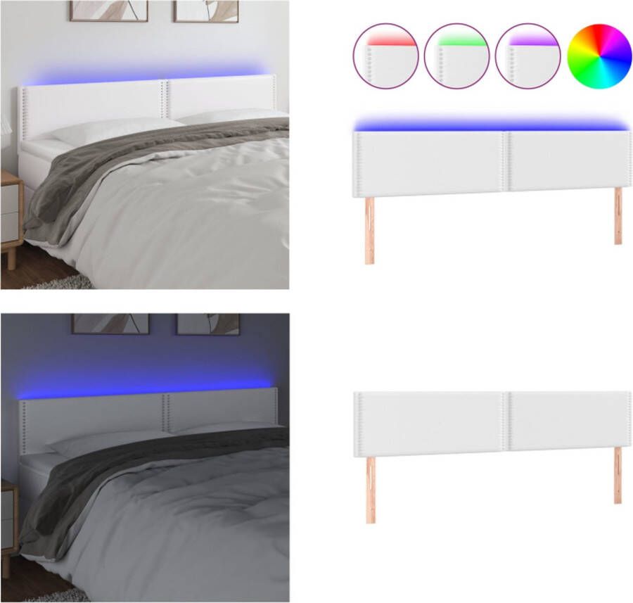 VidaXL Hoofdbord LED 160x5x78 88 cm kunstleer wit Hoofdbord Hoofdborden Hoofdeinde Houten Hoofdbord - Foto 3