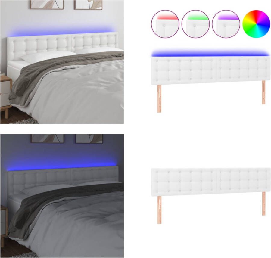 VidaXL Hoofdbord LED 160x5x78 88 cm kunstleer wit Hoofdbord Hoofdborden Hoofdeinde Houten Hoofdbord - Foto 2