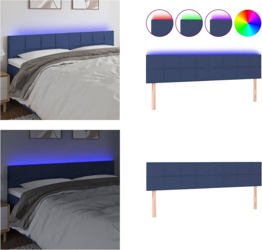 VidaXL Hoofdbord LED 160x5x78 88 cm stof blauw Hoofdbord Hoofdborden Hoofdeinde Houten Hoofdbord