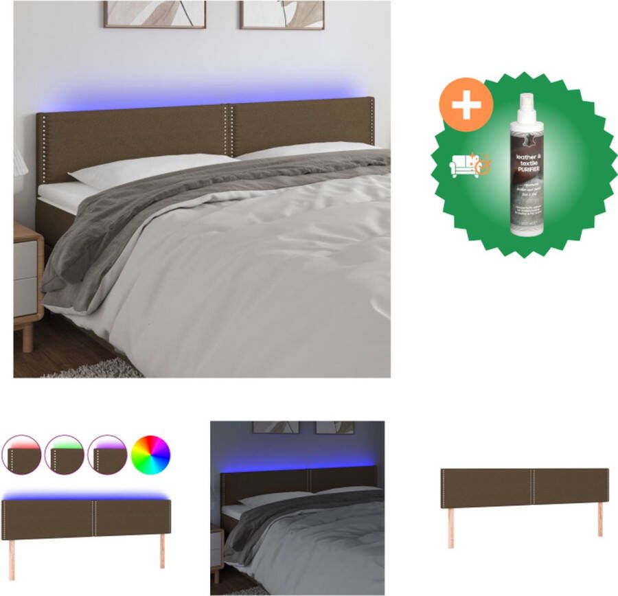 VidaXL Hoofdbord LED 160x5x78 88 cm stof donkerbruin Bedonderdeel Inclusief Reiniger