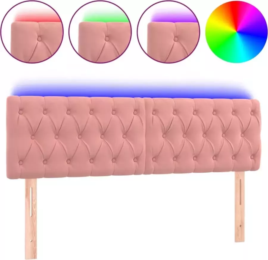 VIDAXL Hoofdbord LED 160x7x78 88 cm fluweel roze - Foto 3
