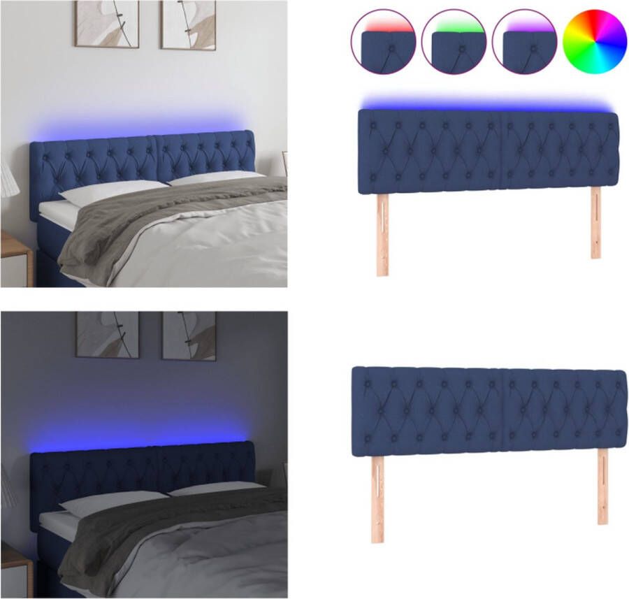 VidaXL Hoofdbord LED 160x7x78 88 cm stof blauw Hoofdbord Hoofdborden Hoofdeinde Houten Hoofdbord