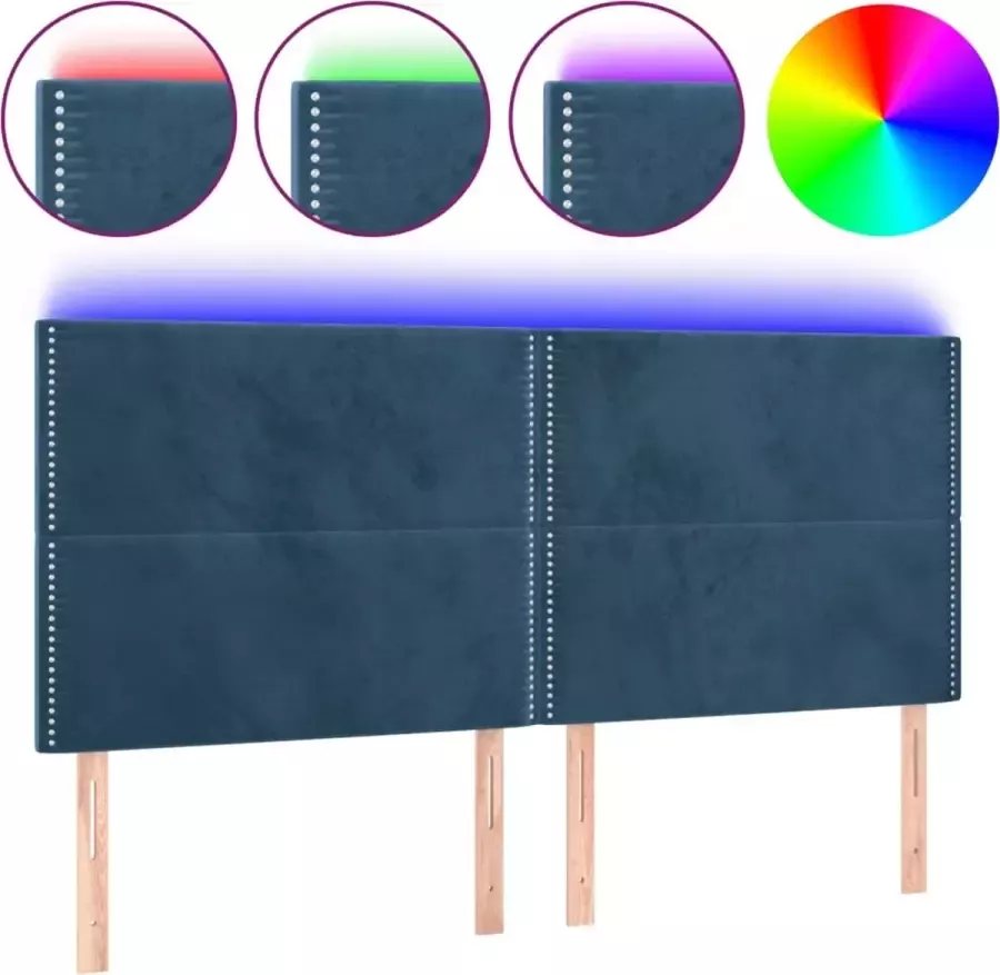 VIDAXL Hoofdbord LED 180x5x118 128 cm fluweel donkerblauw - Foto 3